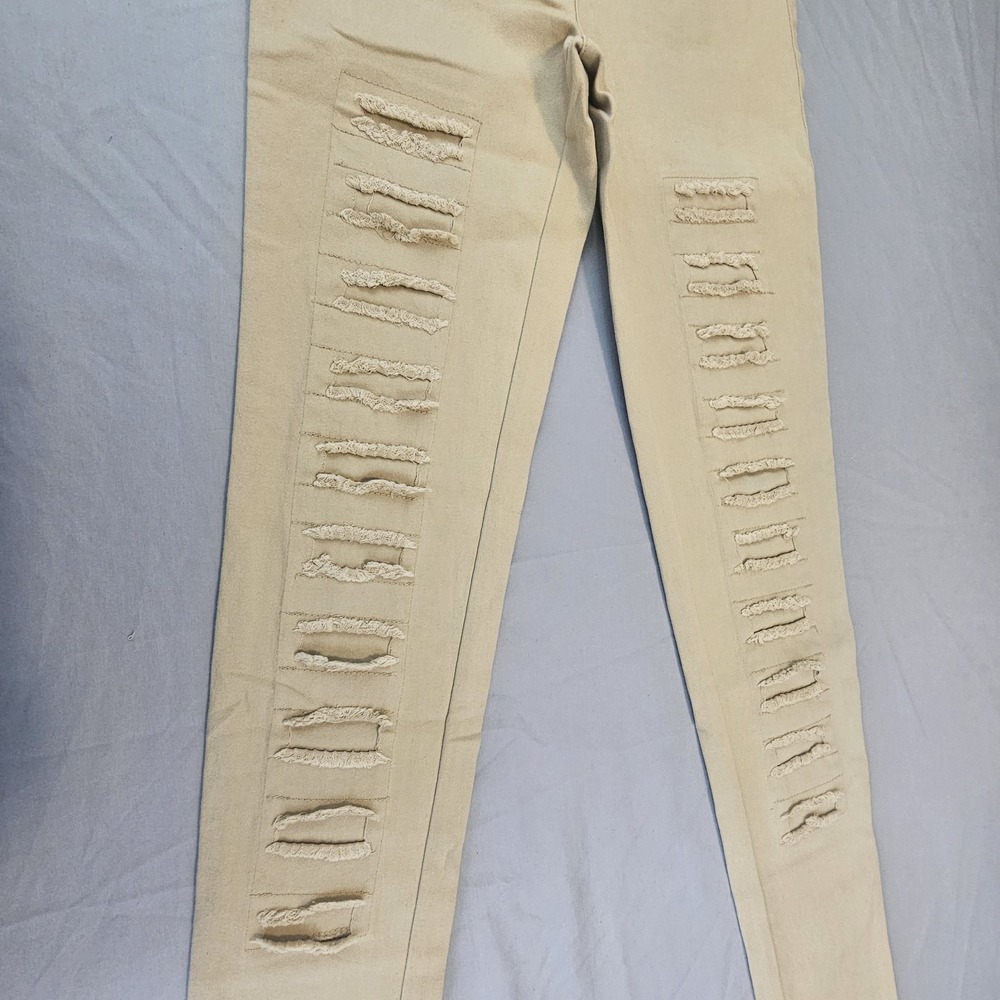UMGEE Women's Small Tan Distressed Pull-on Skinny Leg Jegging Pants NWT L615